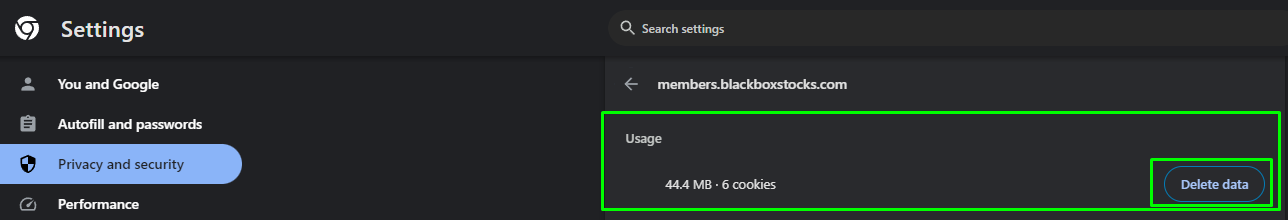 Delete data