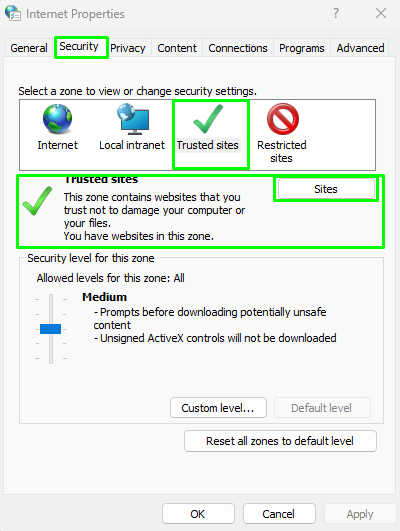 Windows Internet Properties
