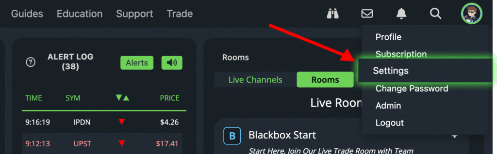 How to Access User Settings